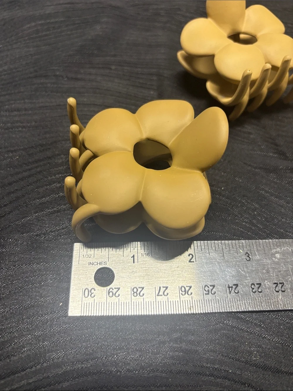 Set of 3 - Flower-Shaped Hair Claw Clip - Tan, Beige & Cream